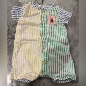 GAP Baby Crinkle Gauze Multicolor Striped Colorblock Outfit | Size 3-6 Months